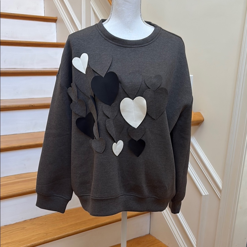 Trendy Heart-Embellished Sweatshirt